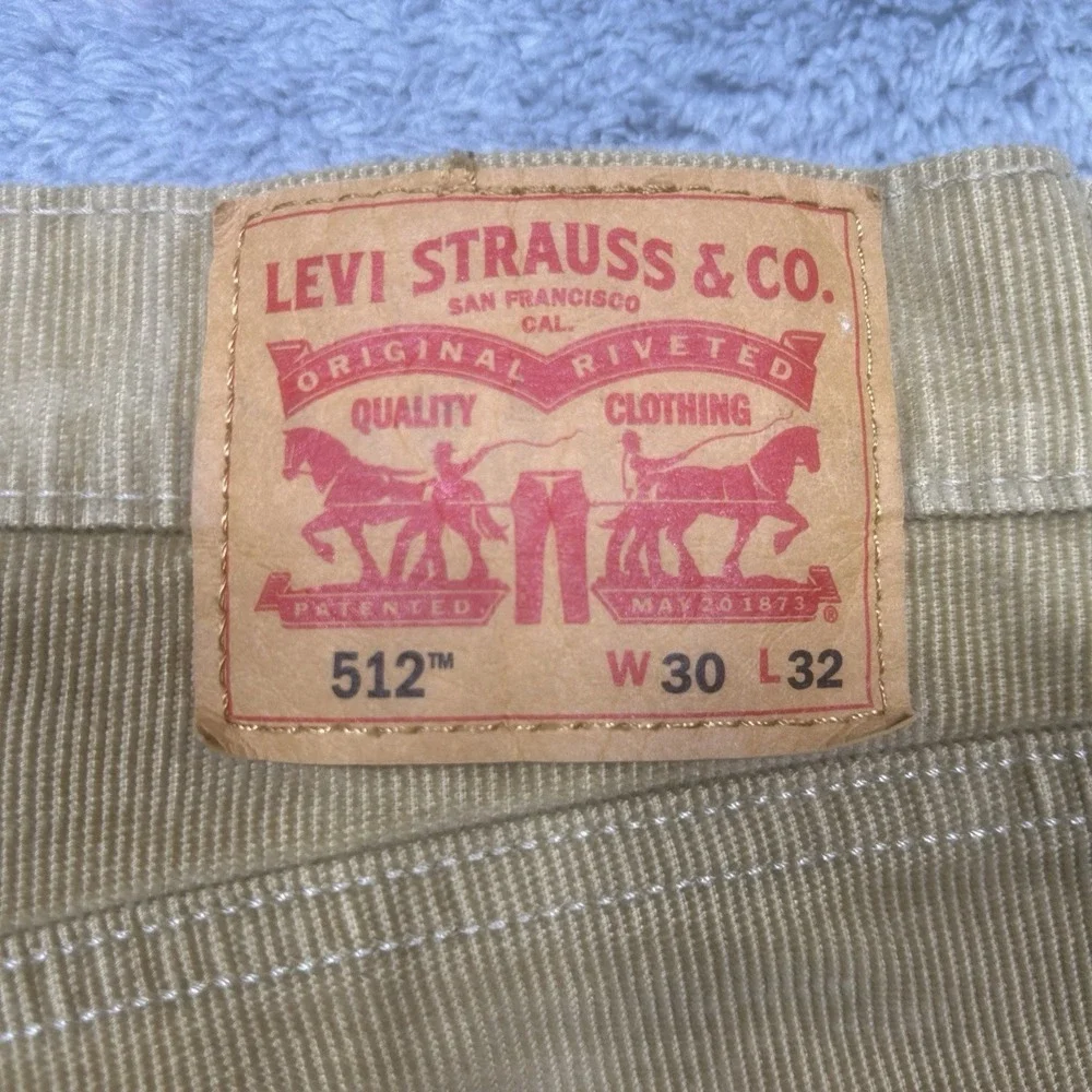Levis 512 Pants Mens 30x32* Khaki Slim Tapered Micro‎ Corduroy Stretch 5 Pocket